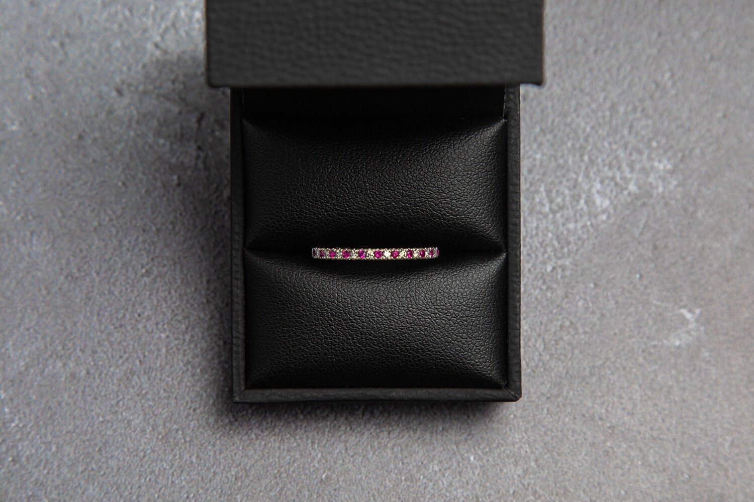 18ct White Gold Diamond & Ruby Eternity Ring (0.19ct)