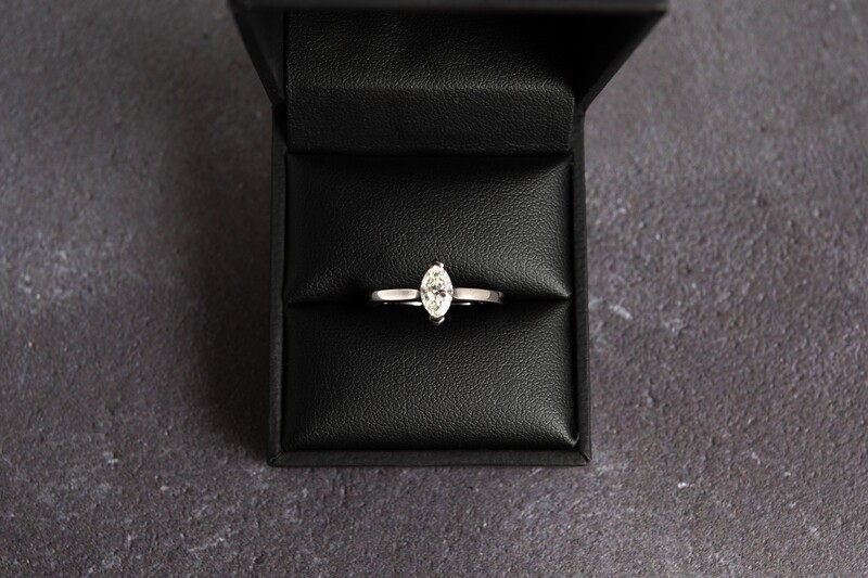 Platinum GIA Certified Marquise Solitaire Diamond (0.50ct) Ring