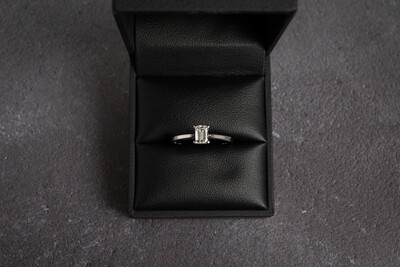Platinum GIA Certified Emerald Cut Solitaire Diamond (0.50ct) Ring