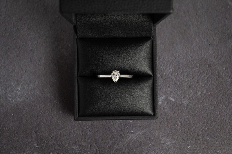 Platinum GIA Certified Pear Solitaire Diamond (0.40ct) Ring