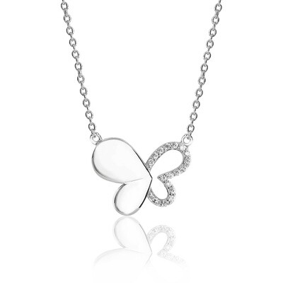 Rhodium Plated Silver Butterfly CZ Pendant Necklet