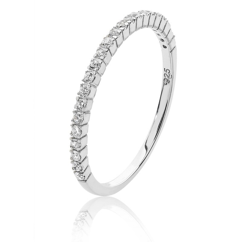 Rhodium Plated Silver Micro Set 1/2 Eternity CZ Ring