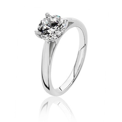Rhodium Plated Silver Claw Set 7mm Round CZ Ring