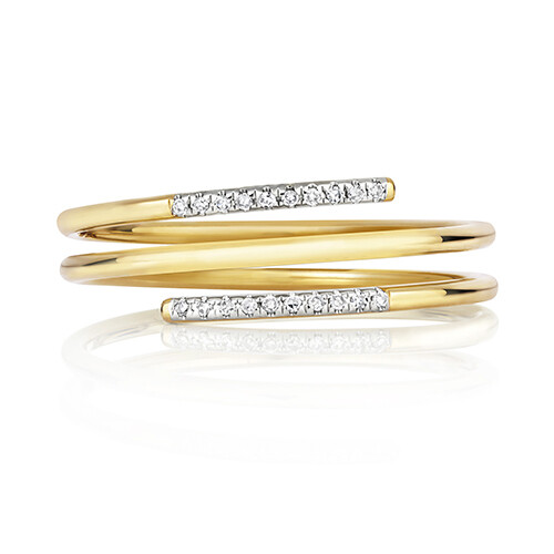 9ct Yellow Gold Diamond Spiral Ring