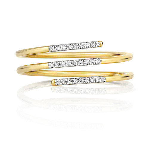 9ct Yellow Gold Diamond Spiral Ring