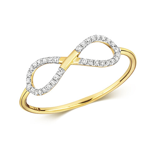 9ct Yellow Gold Diamond Infinity Ring