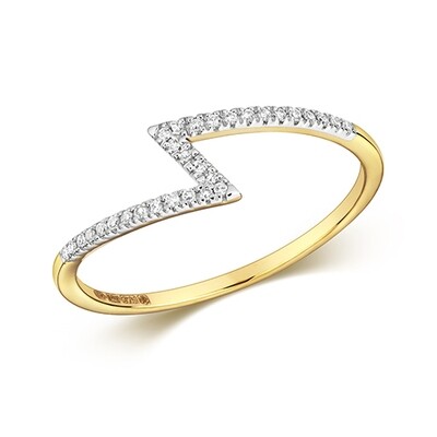 9ct Yellow Gold Diamond Zigzag Ring