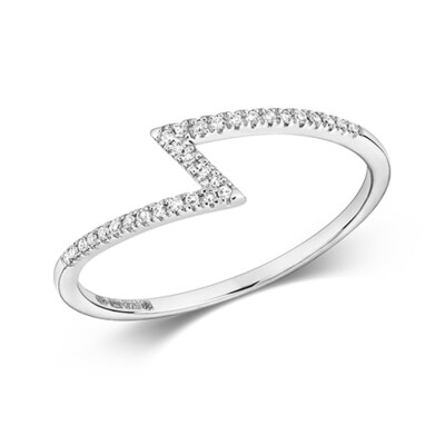 9ct White Gold Diamond Zigzag Ring