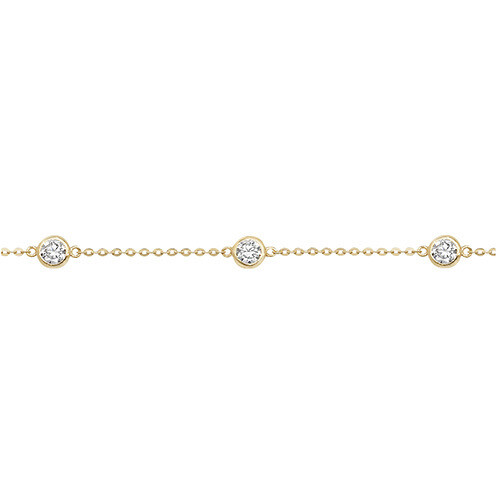 9ct Yellow Gold Ladies 7+1/4 inches CZ Bracelet