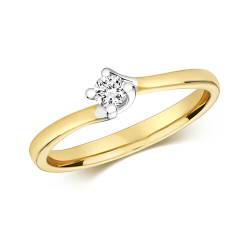 9ct Yellow Gold Diamond (0.10ct) Twist Solitaire Ring