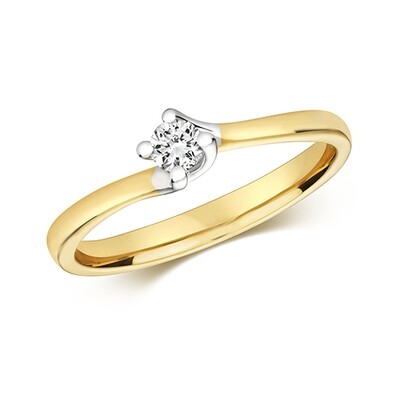 9ct Yellow Gold Diamond (0.10ct) Twist Solitaire Ring