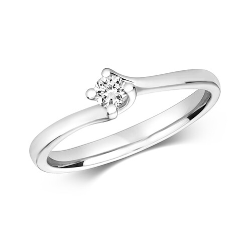 9ct White Gold Diamond (0.10ct) Twist Solitaire Ring