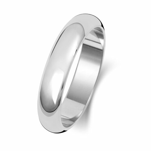 9ct White Gold D Shape Heavy 4mm Wedding Ring