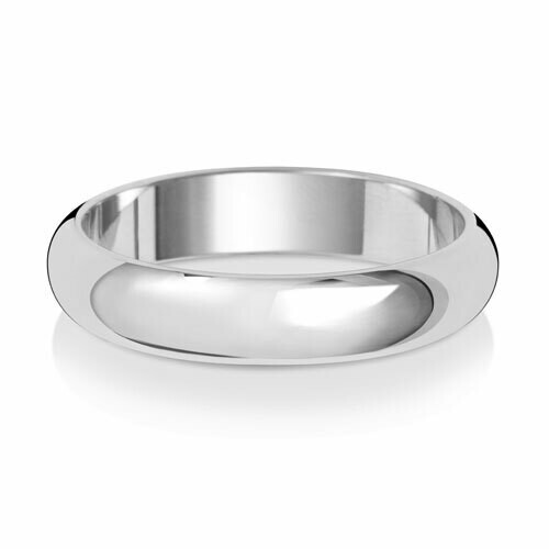 9ct White Gold D Shape Light 4mm Wedding Ring