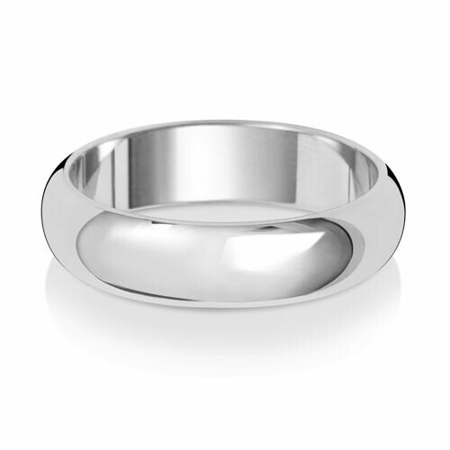 9ct White Gold D Shape Medium 5mm Wedding Ring