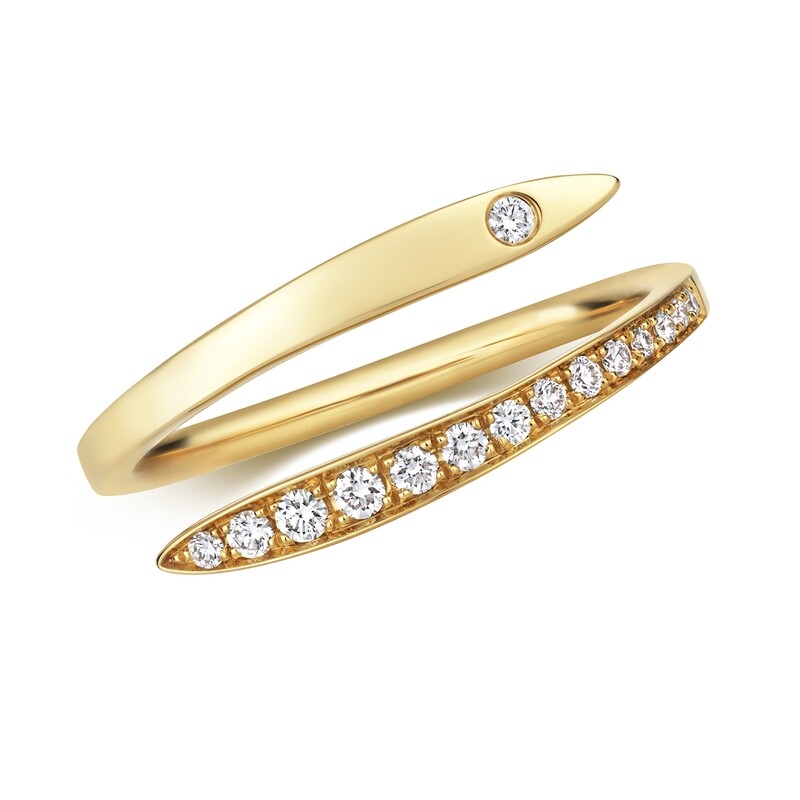 18ct Yellow Gold Diamond (0.14ct) Crossover Ring