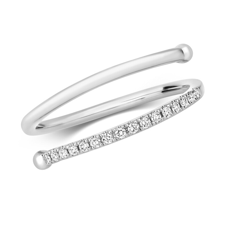 18ct White Gold Diamond (0.10ct) Spiral Ring