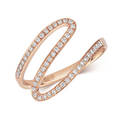 18ct Rose Gold Diamond (0.21ct) Wave Ring