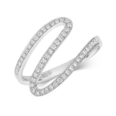 18ct White Gold Diamond (0.21ct) Wave Ring