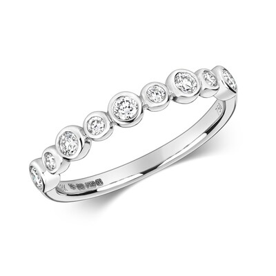 18ct White Gold Diamond (0.31ct) Rubover Half Eternity Ring