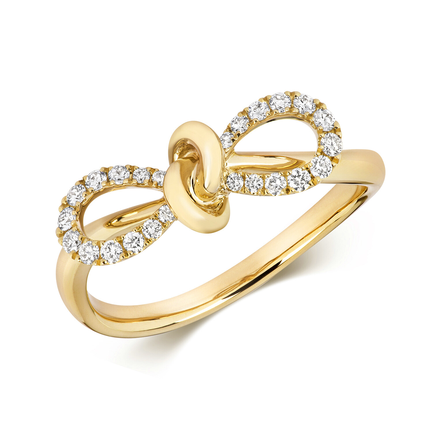 18ct Yellow Gold Diamond (0.18ct) Bow Ring
