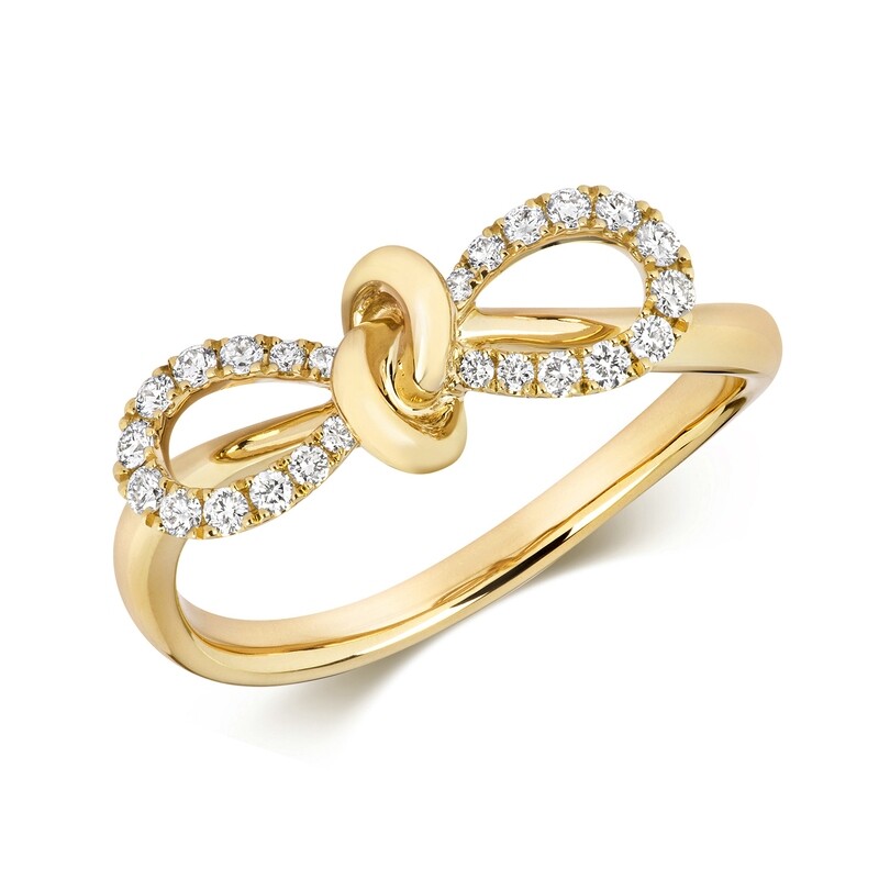 18ct Yellow Gold Diamond (0.18ct) Bow Ring