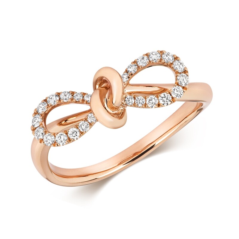 18ct Rose Gold Diamond (0.18ct) Bow Ring