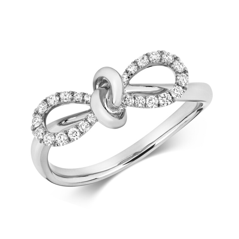 18ct White Gold Diamond (0.18ct) Bow Ring