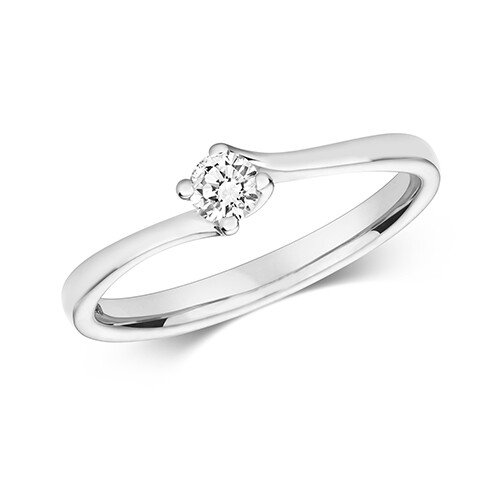 9ct White Gold Diamond (0.15ct) Twist Solitaire Ring