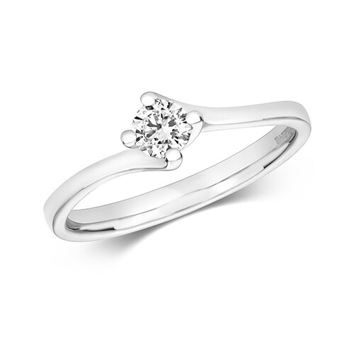 9ct White Gold Diamond (0.25ct) Twist Solitaire Ring