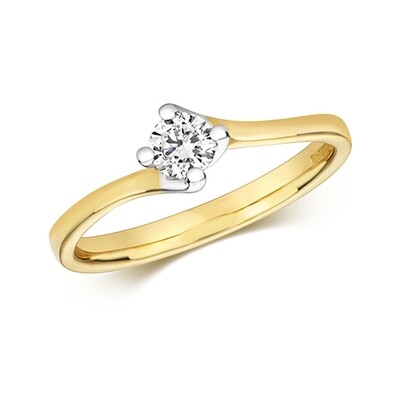 9ct Yellow Gold Diamond (0.25ct) Twist Solitaire Ring