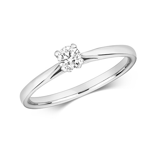 9ct White Gold Diamond (0.25ct) 4 Claw Solitaire Engagement Ring