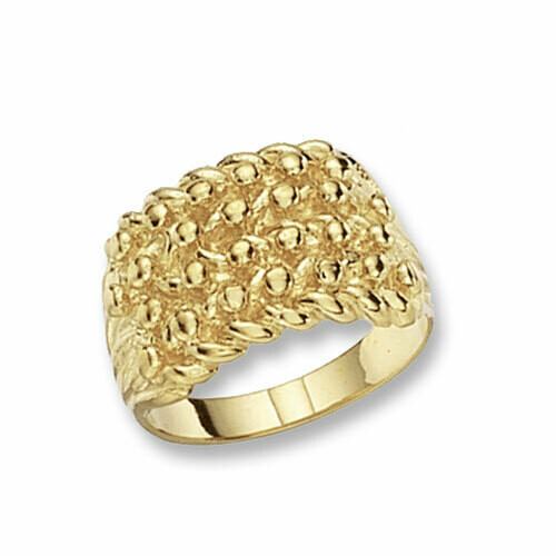 9ct Yellow Gold Heavy Keeper 4 Row Ring