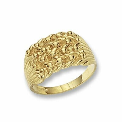 9ct Yellow Gold Heavy Keeper 4 Row Ring