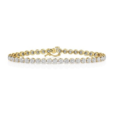 9ct Yellow Gold Diamond (1.00ct) Tennis Bracelet