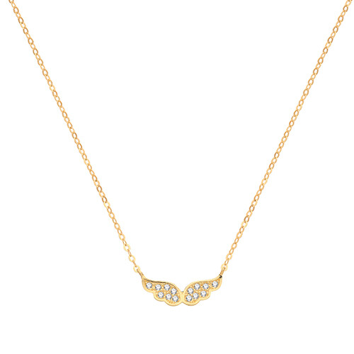 9ct Yellow Gold Wings CZ Necklace