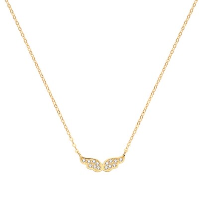 9ct Yellow Gold CZ Wings Necklet