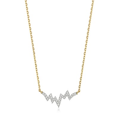 9ct Yellow Gold Diamond (0.06ct) Heartbeat Necklace