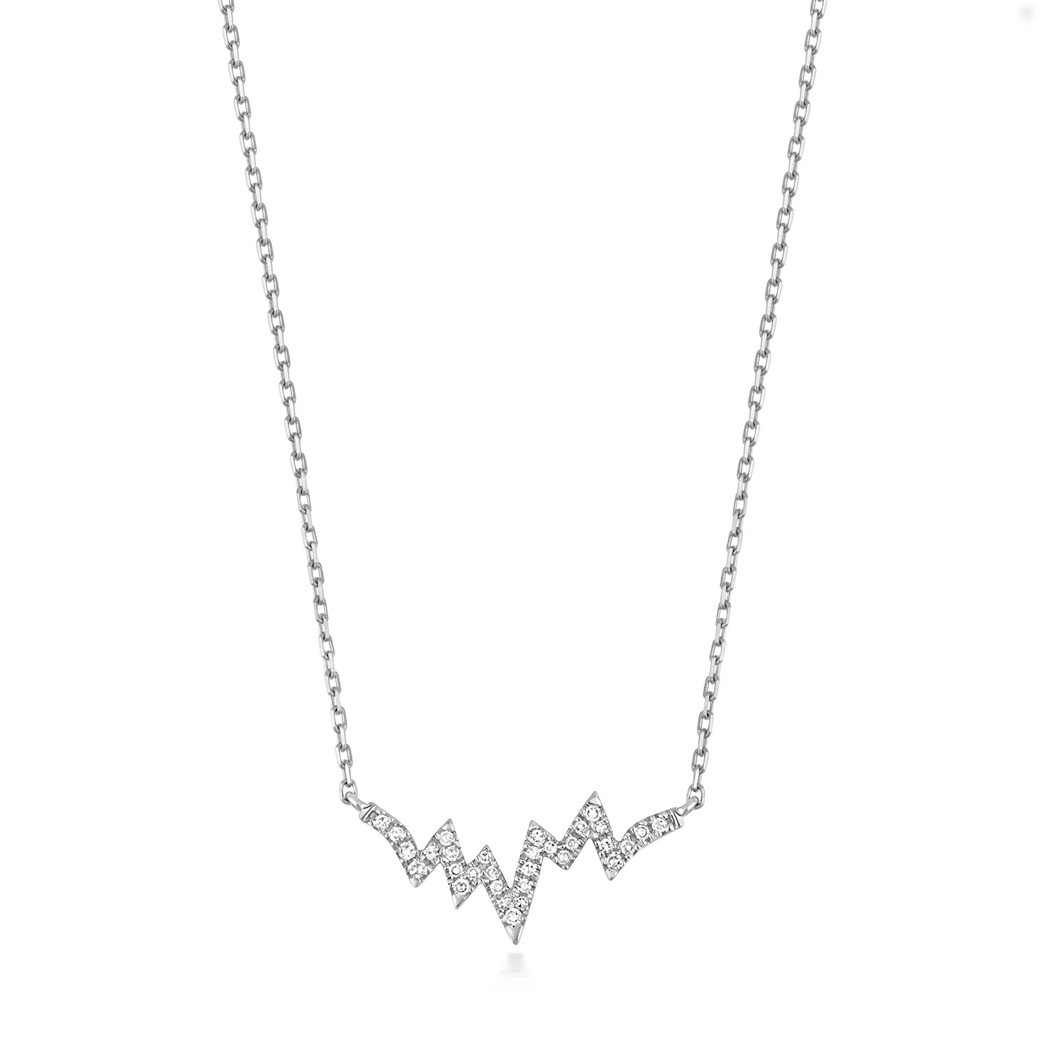 9ct White Gold Diamond (0.06ct) Heartbeat Necklace