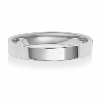 Platinum Flat Court Medium 3mm Wedding Ring