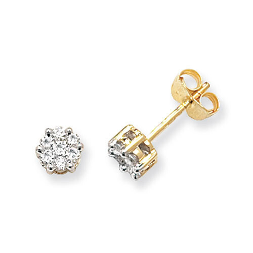9ct Yellow Gold Diamond (0.33ct) Illusion Stud Earrings
