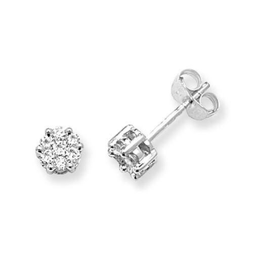9ct Yellow Gold Diamond (0.33ct) Illusion Stud Earrings