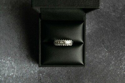9ct White Gold Diamond (0.45ct) Baguette & Brilliant Cut Diamond Eternity Ring