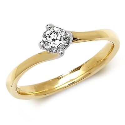 18ct Yellow Gold Diamond (0.25ct) Solitaire Twist Ring