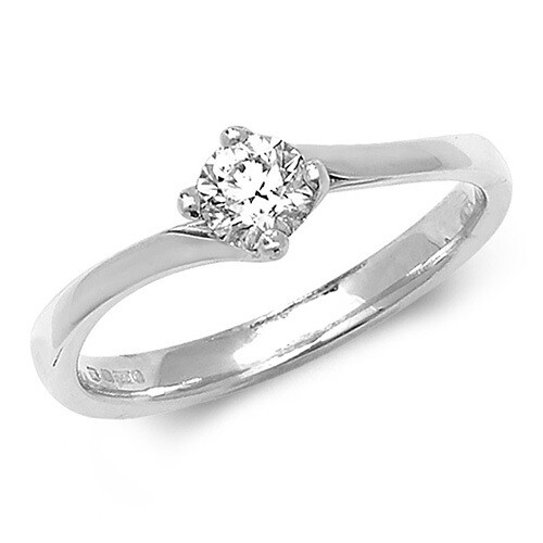 18ct White Gold Diamond (0.50ct) Solitaire Twist Ring