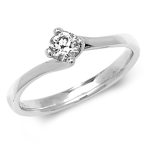 18ct White Gold Diamond (0.25ct) Solitaire Twist Ring