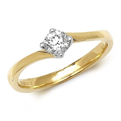 18ct Yellow Gold Diamond (0.50ct) Solitaire Twist Ring