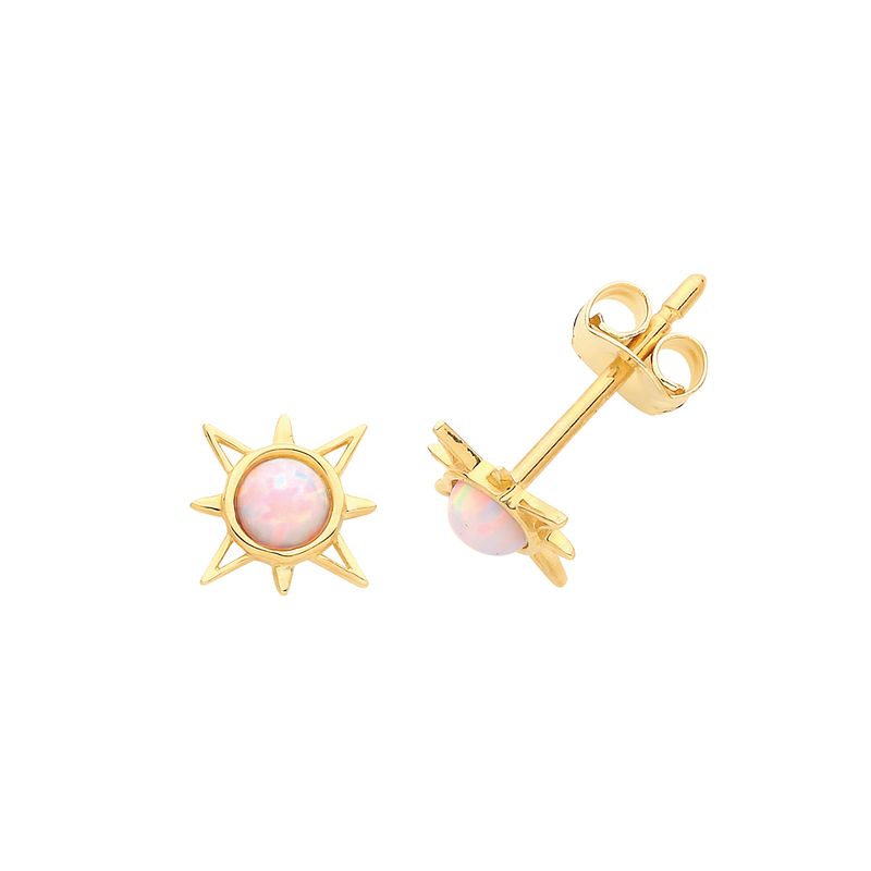 9ct Yellow Gold & Opal Stud Earrings