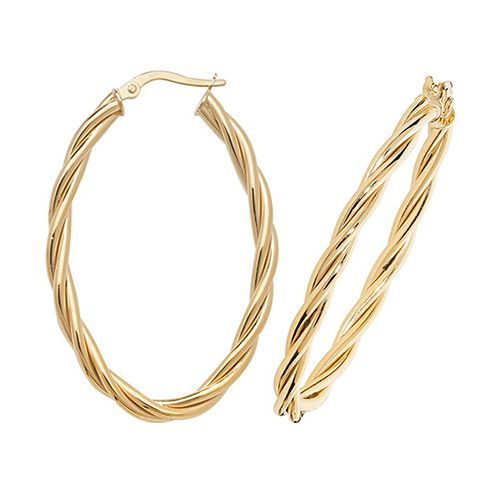 9ct Yellow Gold Oval Hoop Earrings