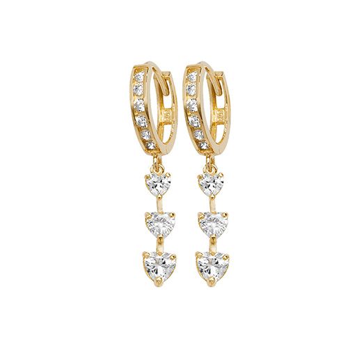 9ct Yellow Gold Diamond Heart Drop Earrings